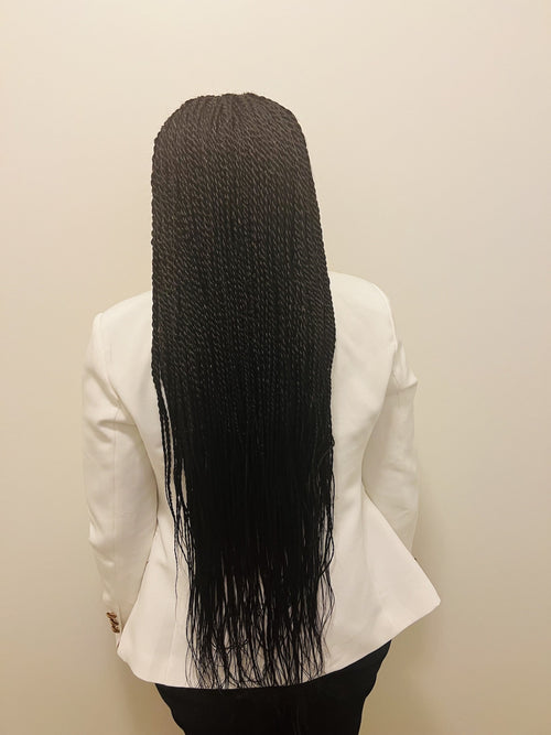 KENYA: Cornrow Senegalese Twist Natural Hair Wig for Women in Black