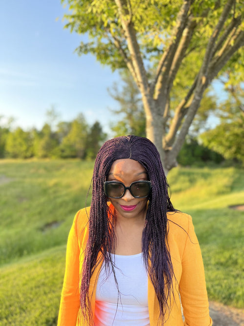 KENYA: Cornrow Senegalese Twist Natural Hair Wig for Women in Purple